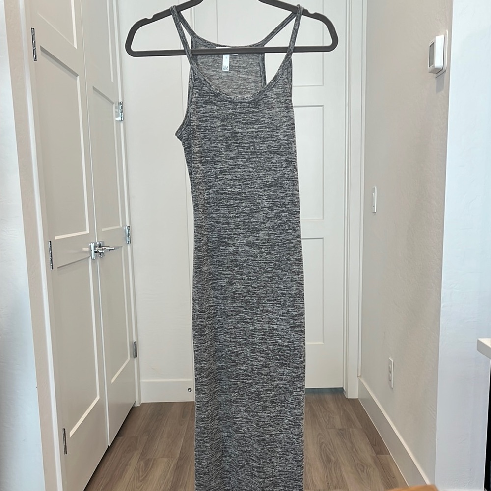 Leith Gray Marled Sleeveless Midi Dress